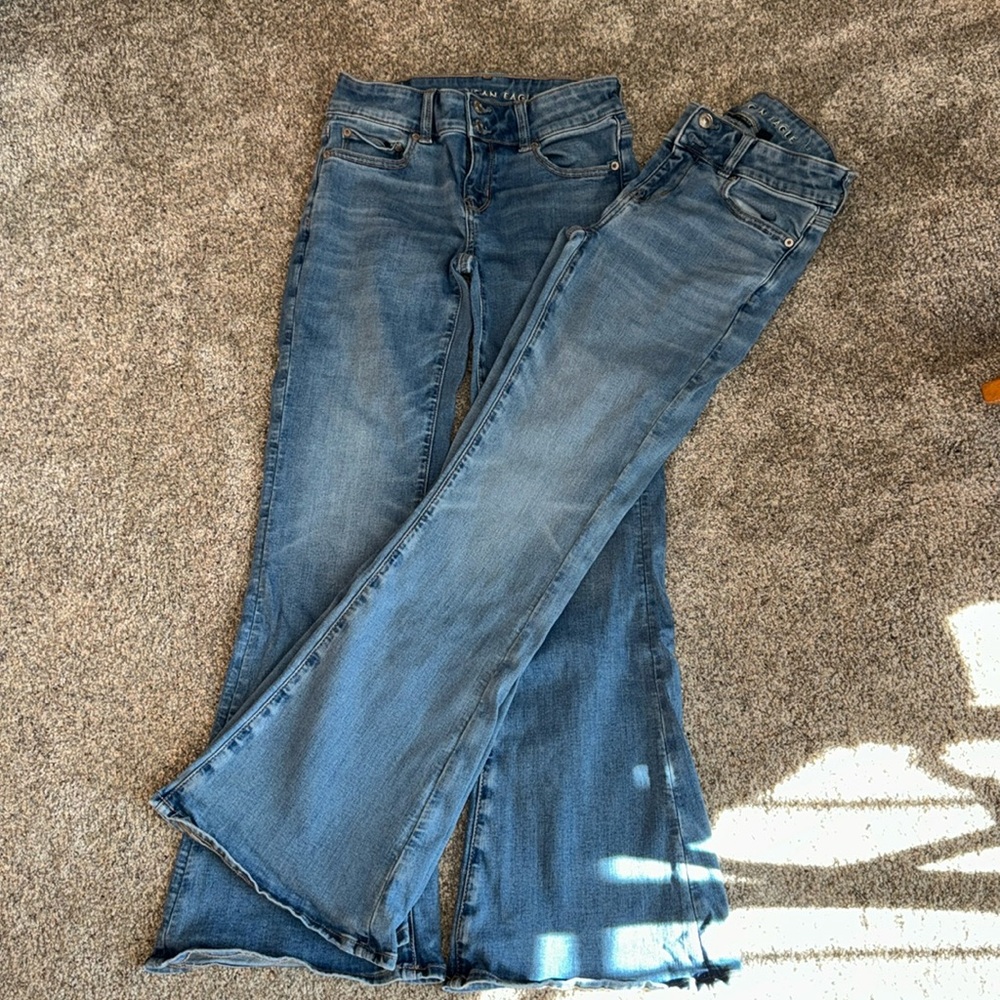 American Eagle next level stretch “super lowrise flare” jeans size 2 short